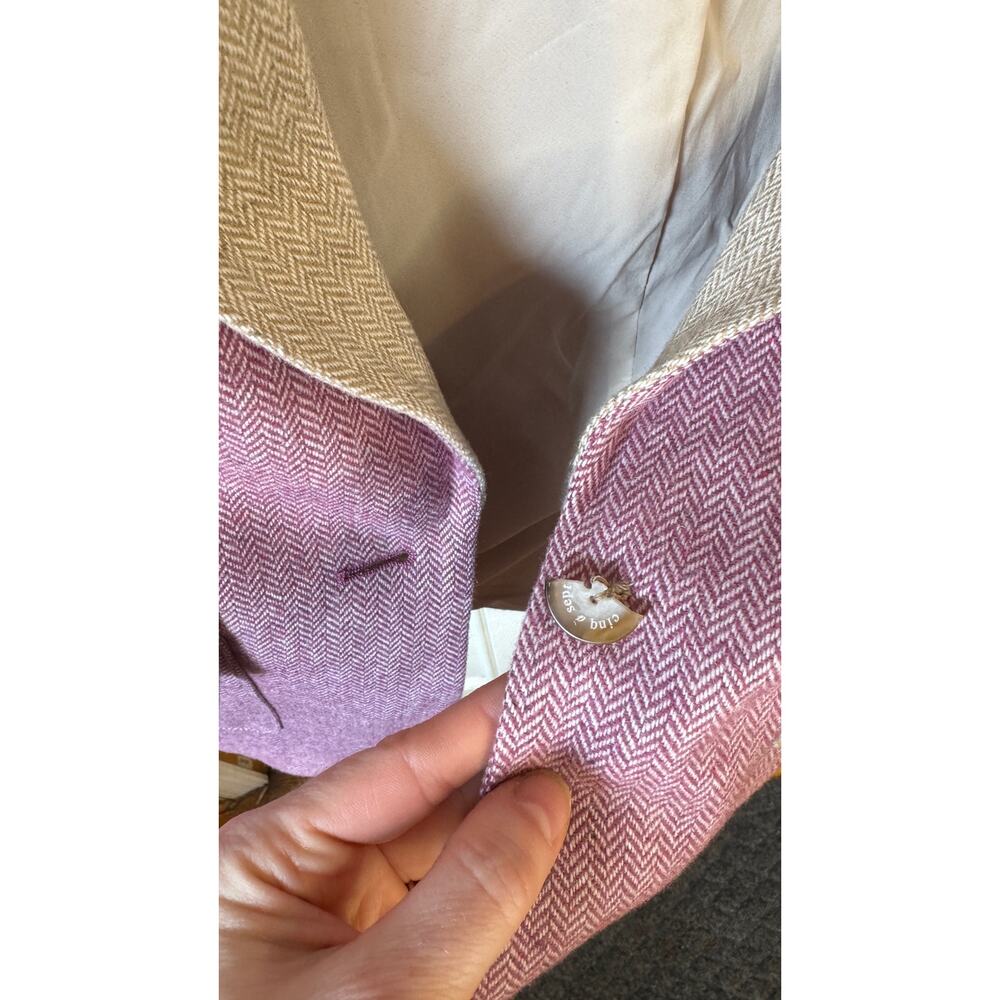 CINQ A SEPT Lana Blazer in Canyon Rose & Light Acorn Wool Blend Herringbone Sz 2 - Picture 6 of 14